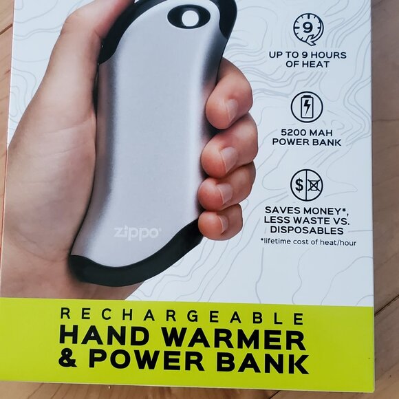 NEW Zippo Silver HeatBank 9s Rechargeable Hand Warmer & Power Bank - Picture 2 of 5